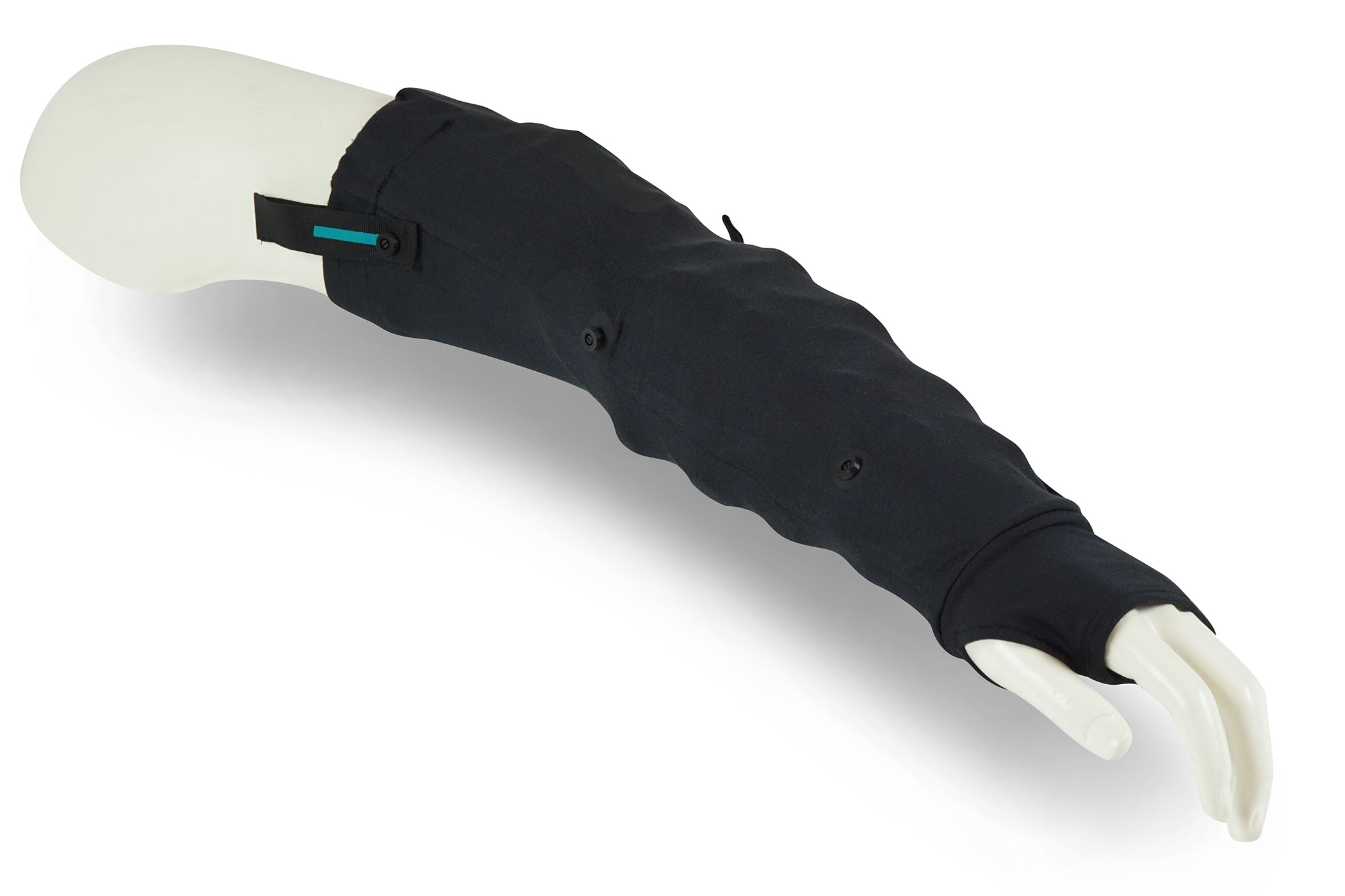 A haptic feedback sleeve on a dummy arm
